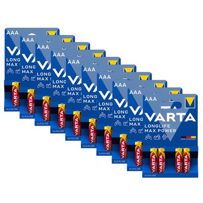 10x Varta Longlife Max Power Batterien AAA Micro HR03 1,5V Batterien