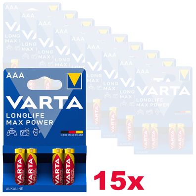 15x Varta Longlife Max Power Batterien AAA Micro HR03 1,5V Batterien