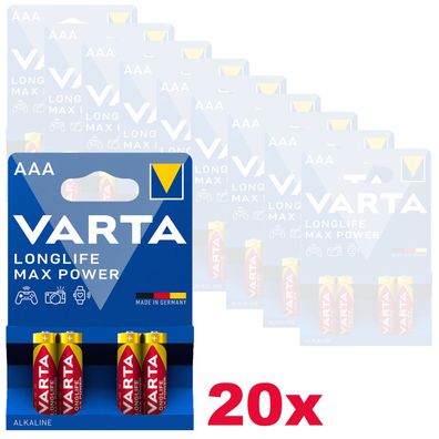 20x Varta Longlife Max Power Batterien AAA Micro HR03 1,5V Batterien