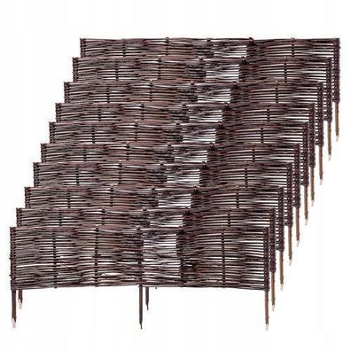 KADAX Palisade aus Weide, natürlicher Weidenzaun, 10 Stück, 100x40cm