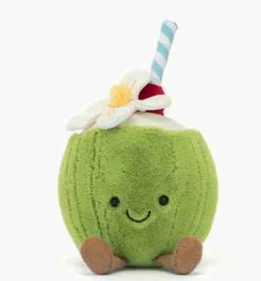 Jellycat Fun Series Plüschtier und Fruchtspielzeug Kokosnuss 20 cm