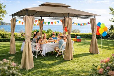 Gartenpavillon 3x4m Farbe beige