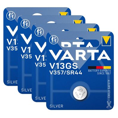 4x Varta 4176 Professional V13GS SR44 V357 Silber Knopfzelle Batterie Blister