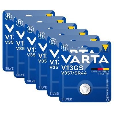 6x Varta 4176 Professional V13GS SR44 V357 Silber Knopfzelle Batterie Blister