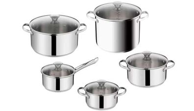 Tefal H054AS55 Tägliches Kochgeschirr-Set, 10-teilig, Induktion, Edelstahl