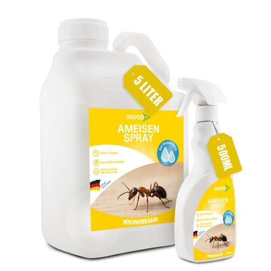 INSIGO 5L + 500ml Ameisenspray Ameisenmittel Ameisenschutz Abwehr Ameisen fernhalten