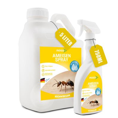 INSIGO 5L + 750ml Ameisenspray Ameisenmittel Ameisenschutz Abwehr Ameisen fernhalten