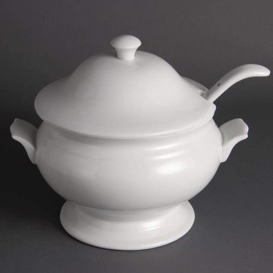 Olympia Suppenterrine 2,5 L mit Schöpfkelle Porzellan weiß 250 mm