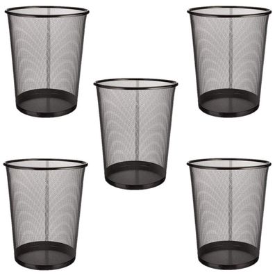 Euroxanty Papierkorb rund Metallgitter Schwarz 4 Stéck 28 x 26 cm