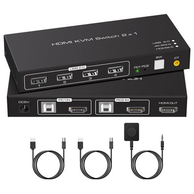 VPFCT HDMI KVM Switch 2 PC 1 Monitor 4K 60Hz USB 2.0