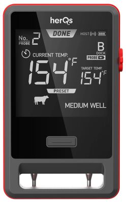 HerQs Pin Pro Grillthermometer mit Display 2 Sonden bis 500 Grad