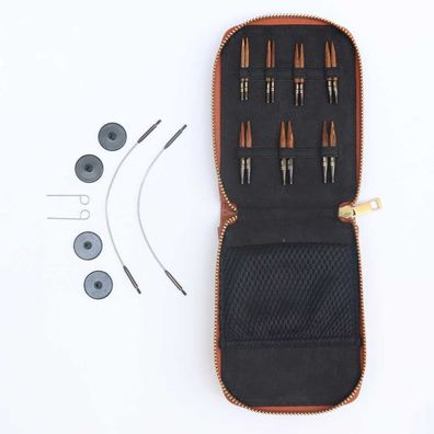 KnitPro Ginger Mini Nadelset 3,00–6,00 mm auswechselbare Nadeln 5 cm Holz