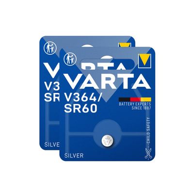2x Varta Knopfzelle Silver Oxide V364 SR60 1,55 V Batterien 1er Blister 364