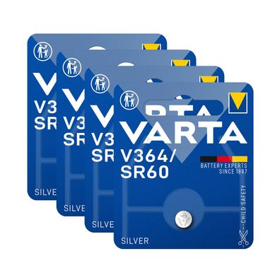 4x Varta Knopfzelle Silver Oxide V364 SR60 1,55 V Batterien 1er Blister 364