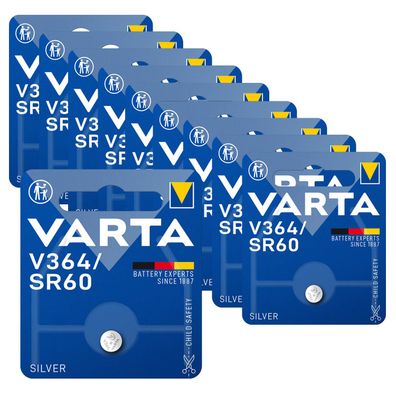 10x Varta Knopfzelle Silver Oxide V364 SR60 1,55 V Batterien 1er Blister 364