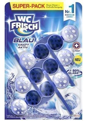 Wc Frisch, Kraft Aktiv, Blau, Toilettenreinigungssuspension, 3 Stueck