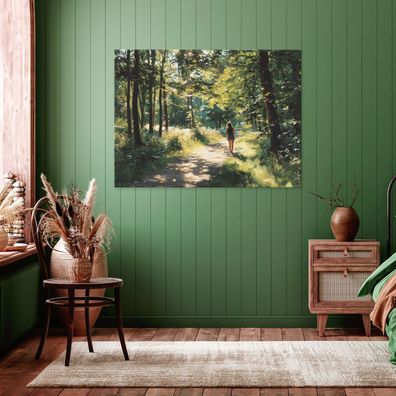 Leinwandbild Wald Natur Grün Bilder Wanddeko Wohnzimmer Schlafzimmer