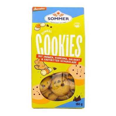 6x SOMMER Demeter Dinkel Cookies mit Ingwer, Kurkuma, Galgant & Zartbitter-Schoko