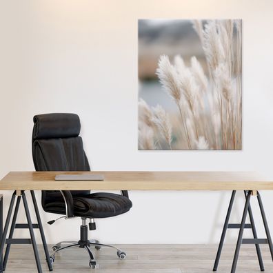 Leinwandbild Gras Weiß Natur Bilder Wanddeko Wohnzimmer Schlafzimmer