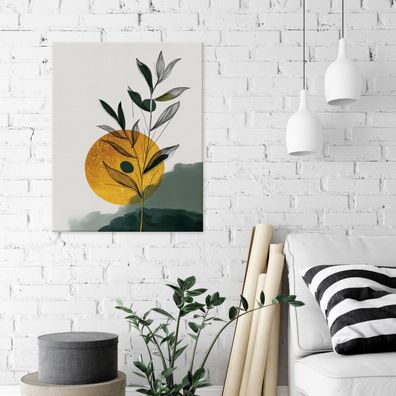 Leinwandbild Blätter weiß Grün Bilder Wanddeko Wohnzimmer Schlafzimmer