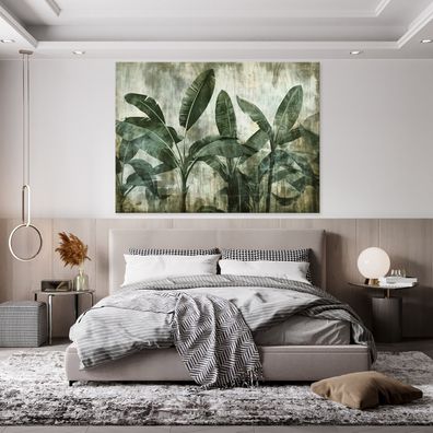 Leinwandbild Blätter Grün Natur Bilder Wanddeko Wohnzimmer Schlafzimmer