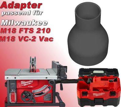 Adapter passend für Milwaukee M18 FTS 210 an M18 VC2 Akku Sauger