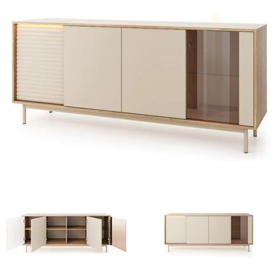 Kommode MILIA TI2 - moderne Kommode in Eiche geölt / Kaschmir mit Stauraum, grif