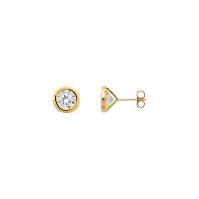 Ohrstecker - Gelbgold 375 - 6,0 mm - Zirkonia