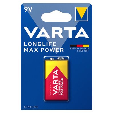 VARTA 9V Block Longlife Max Power Alkaline Batterie 6LR61 MN1604