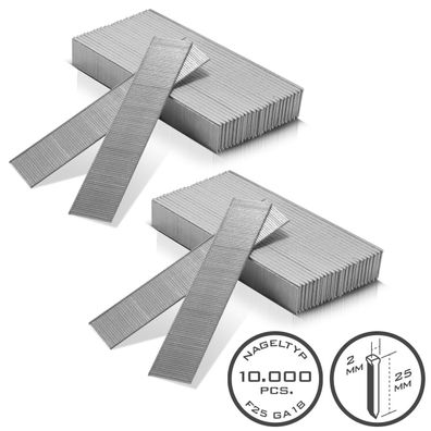 Stahlwerk Druckluft Nägel 25 mm Gauge 18 (1,25 x 1,05 mm) 2 mm Kopf 10.000er Set