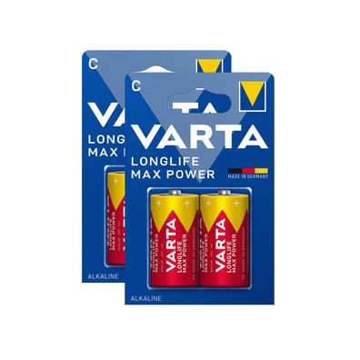 2x Varta 4714 Longlife Max Power C Baby Alkaline Batterien MN1400 LR14 1,5V