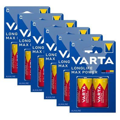 6x Varta 4714 Longlife Max Power C Baby Alkaline Batterien MN1400 LR14 1,5V