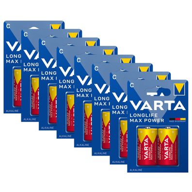 8x Varta 4714 Longlife Max Power C Baby Alkaline Batterien MN1400 LR14 1,5V