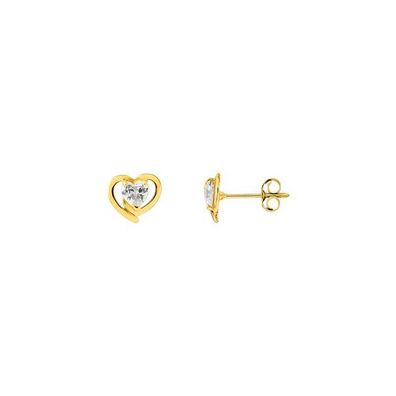 Ohrstecker Herz - Gelbgold 375 - 5,0 mm Zirkonia