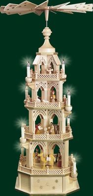 Tischpyramide Christi Geburt 4 stöckig natur Höhe= 90cm NEU Holzpyramide Tischdek