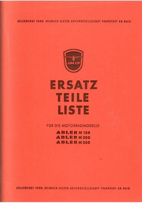Ersatzteilliste Adler, M 150 / M200 / M250, Motorrad, Oldtimer