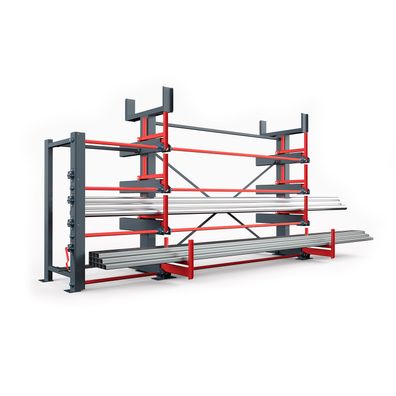 RR Industrietechnik Roll-Aus-Regal einseitg Typ RRS-EM mit 760mm Nutztiefe, 4 Ebenen
