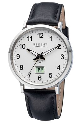 Regent FR-295 Herren-Funkuhr Gut Ablesbar Schwarz/Silberfarben