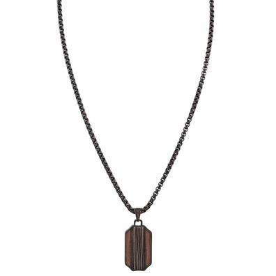 Holzkern Schmuck Herren-Halskette Edelstahl Marked Walnuss/Kupferfarben