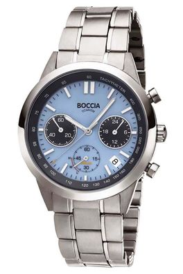 Boccia Herren-Solaruhr Chronograph Titan Hellblau 3737-01