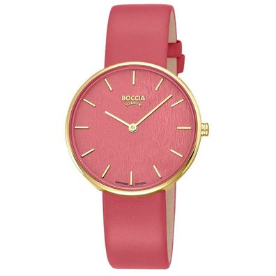 Boccia Armbanduhr für Damen Quarz Titan Rot/Goldfarben 3387-03