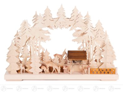 Schwibbogen "Wildfütterung" klein, indirekt elektr. beleuchtet 42,5cmx29,5cmx7cm