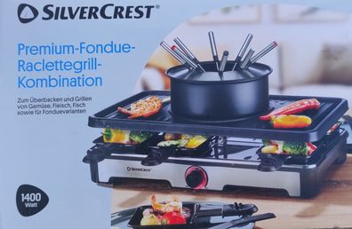 SILVERCREST® Premium Raclettegrill mit Fondue 8 Personen »SRGF 1400 A3«