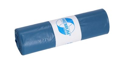20 Rollen a 25 Stück DEISS Premium Abfallsack 35 Liter blau, ca. 500 g/ Rolle, Typ 60