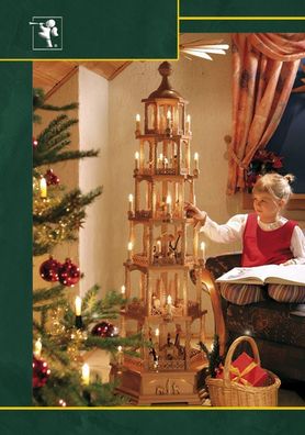 Tischpyramide Christi Geburt 6 stöckig natur elektrisch Höhe= 165cm NEU Holzpyram