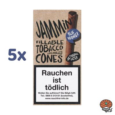 Jammin' Tobacco Cones Blue Wonder Beere mit Aktivkohlefilter 5x 2 Fillable Cones