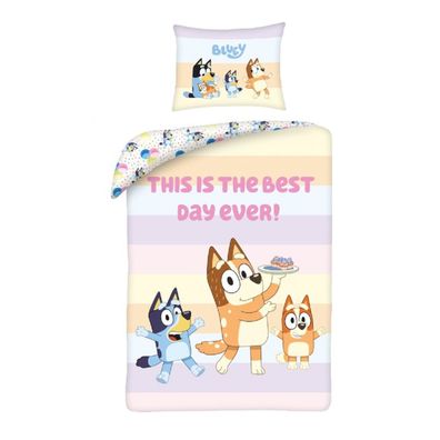 Bluey Bettwäsche Set aus Baumwolle Bettdeckenbezug 140 × 200 cm mit 70 × 90 cm