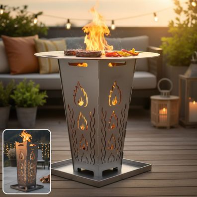 FireDesire Feuerkorb + Grillplatte + Ascheschale, Feuertonne, Feuerschale, Grill