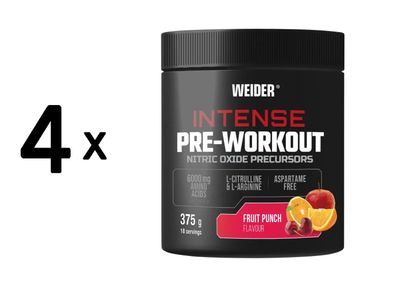 4 x Weider Intense Pre-Workout (18 Serv) Fruit Punch