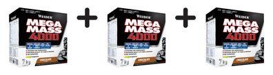 3 x Weider Mega Mass 4000 (7000g) Chocolate